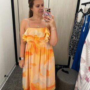 Orange and Yellow Ruffle Cocktail Dress